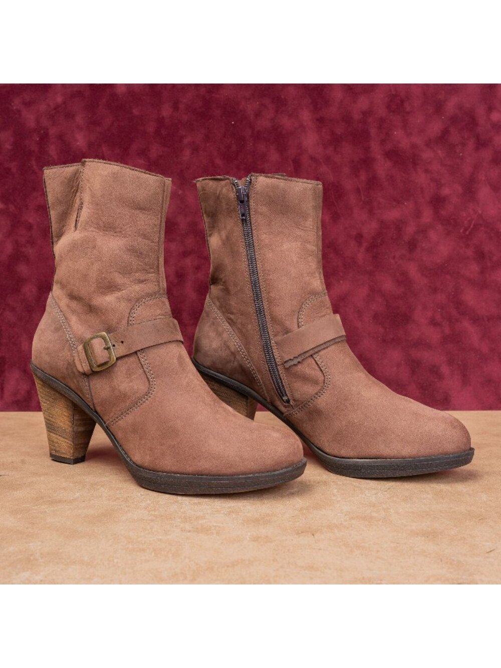 La Canadienne Women Brown Leather waterproof Boho Heel Round Ankle Boots sz 10